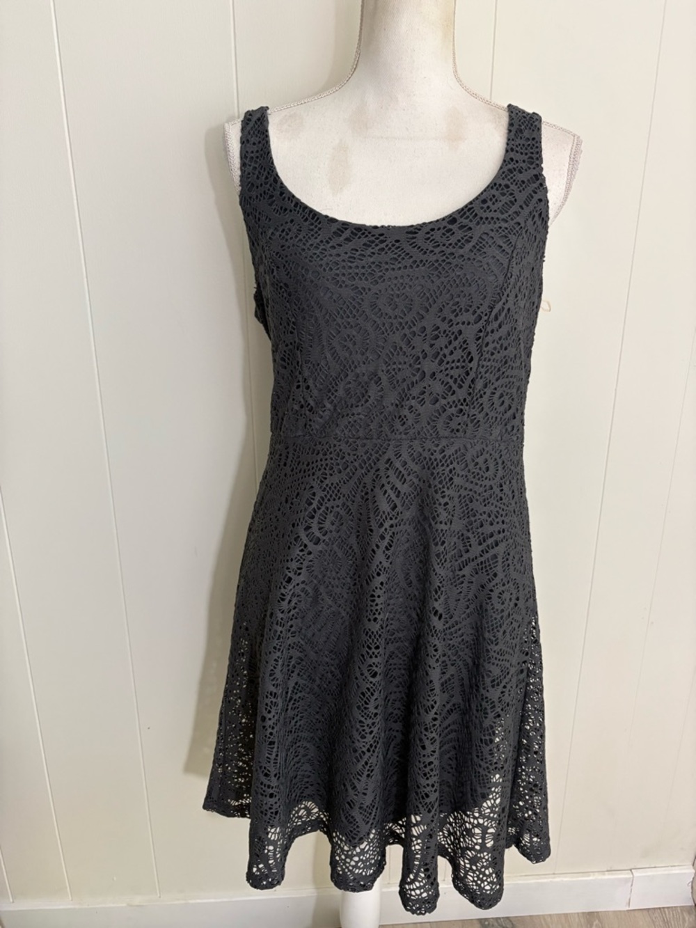 Apt. 9 Gray Crochet Fit & Flare Mini Dress